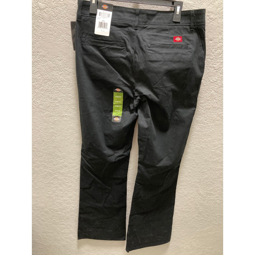 Dickies Women Black Pants Flex Twill Slim Fit 12L Bootcut - Picture 2 of 11